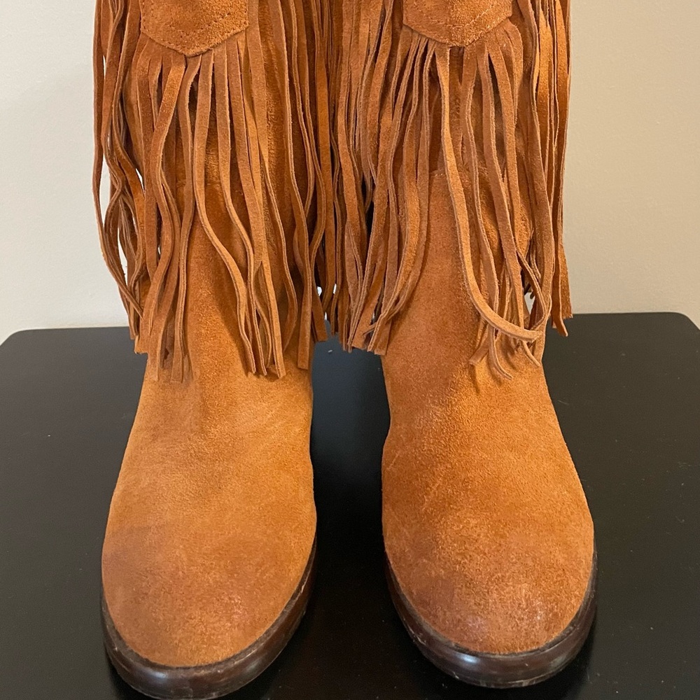 Lucky Brand suede leather boots with fringe